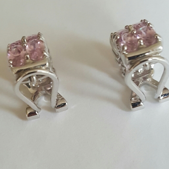 ADI Sterling Silver and Pink CZ Earrings - Picture 4 of 6